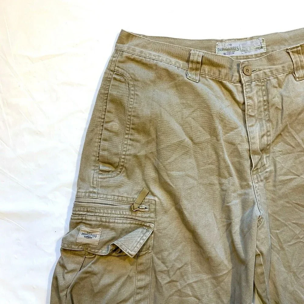 Vintage Lee Dungarees Cargo Shorts Mens 32x11 Longer‎ Length Heavyweight Khaki
